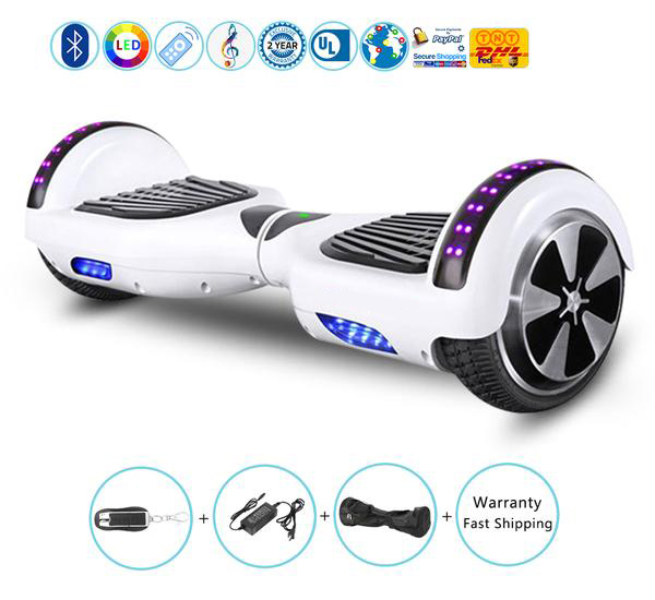 White Color Hoverboard with Bluetooth Lights 6.5 Inch,Hottest Self Balancing Scooter